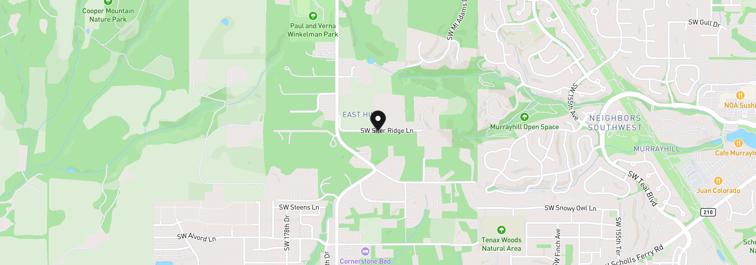 Map showing the location of 175th, Beaverton, OR 97007