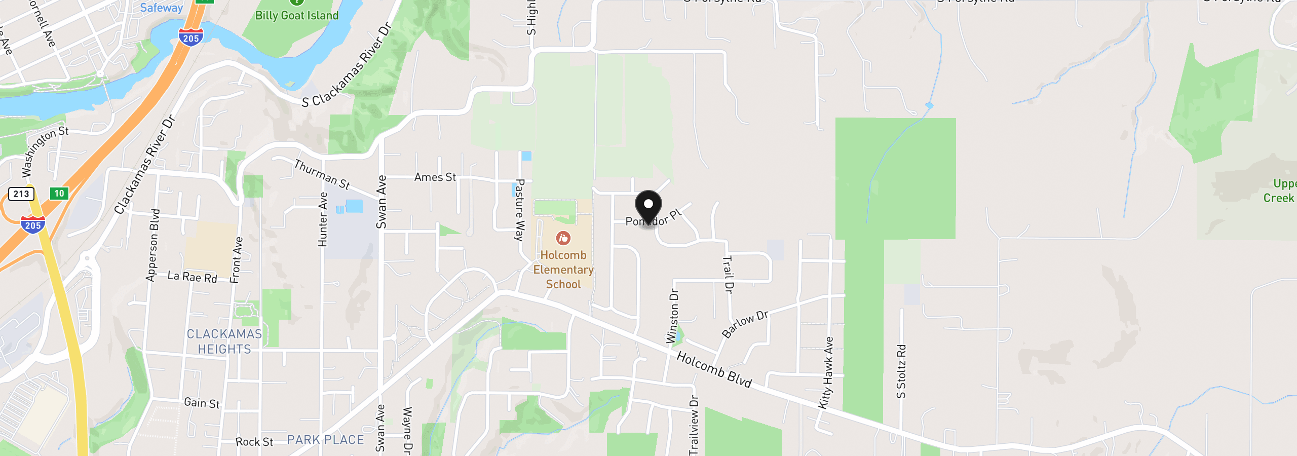 Map showing the location of 16003 Kaylyn Dr, Oregon City, OR 97045