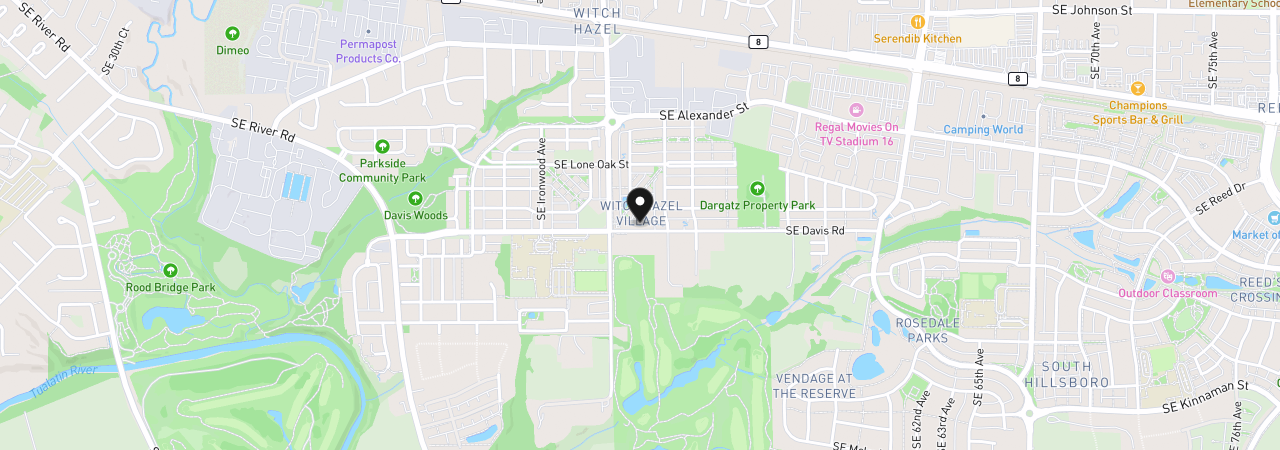 Map showing the location of 5093 SE Davis Rd, Hillsboro, OR 97123