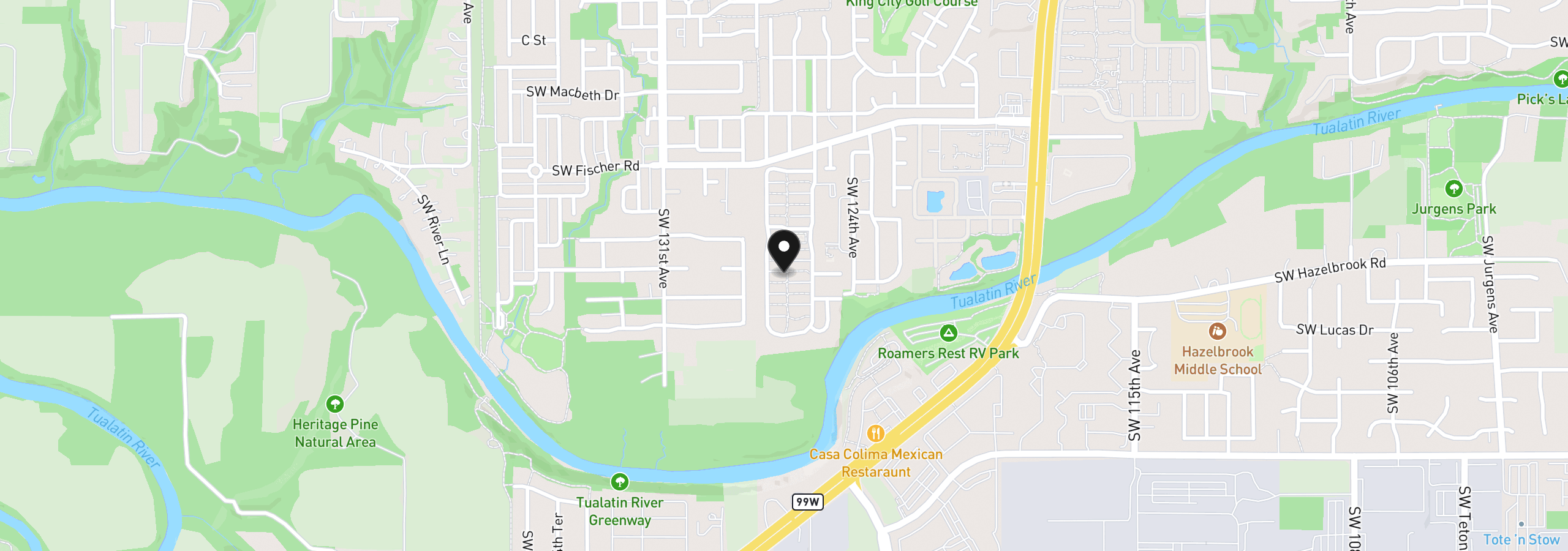 Map showing the location of 17169 SW Eldorado Dr, Portland, OR 97224
