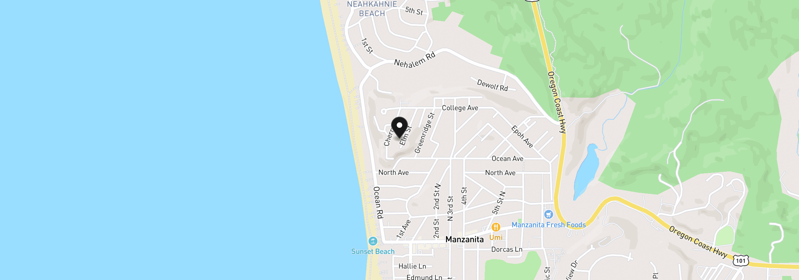 Map showing the location of 765 Elm St, Manzanita, OR 97130