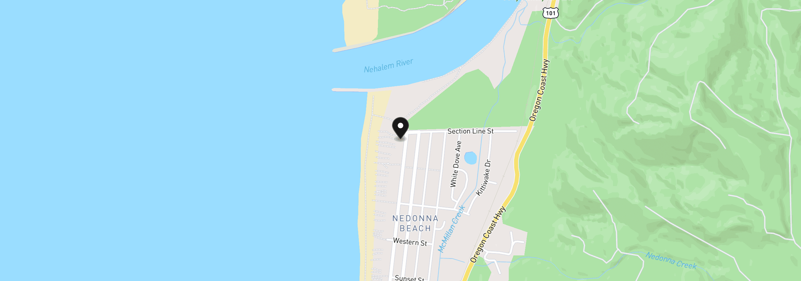 Map showing the location of 26700 Beach Dr, Rockaway Beach, OR 97136