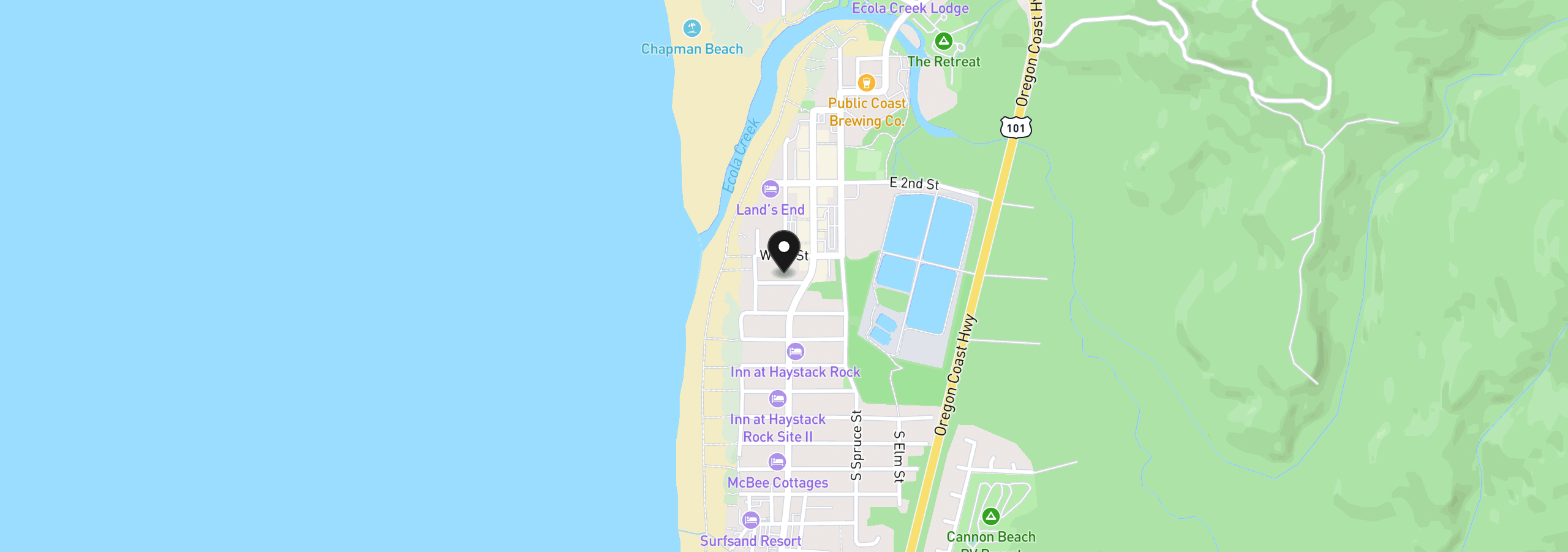 Map showing the location of 156 W Taft St, Cannon Beach, OR 97110