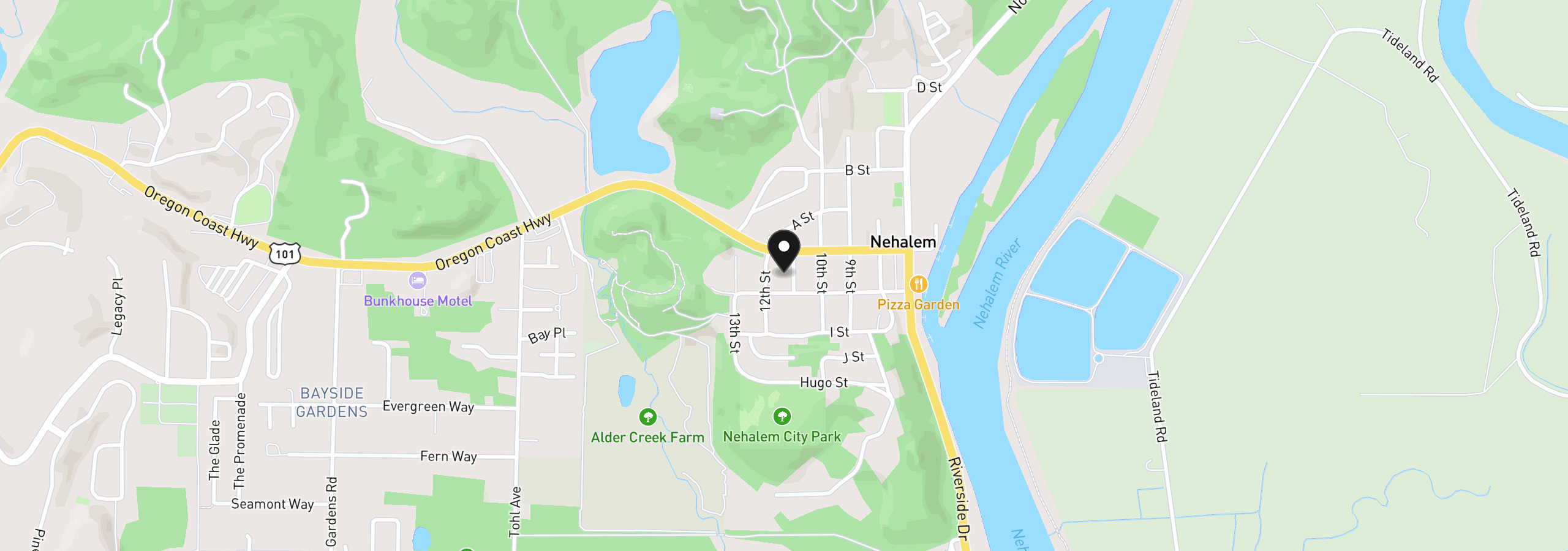 Map showing the location of 35850 11th St, Nehalem, OR 97131