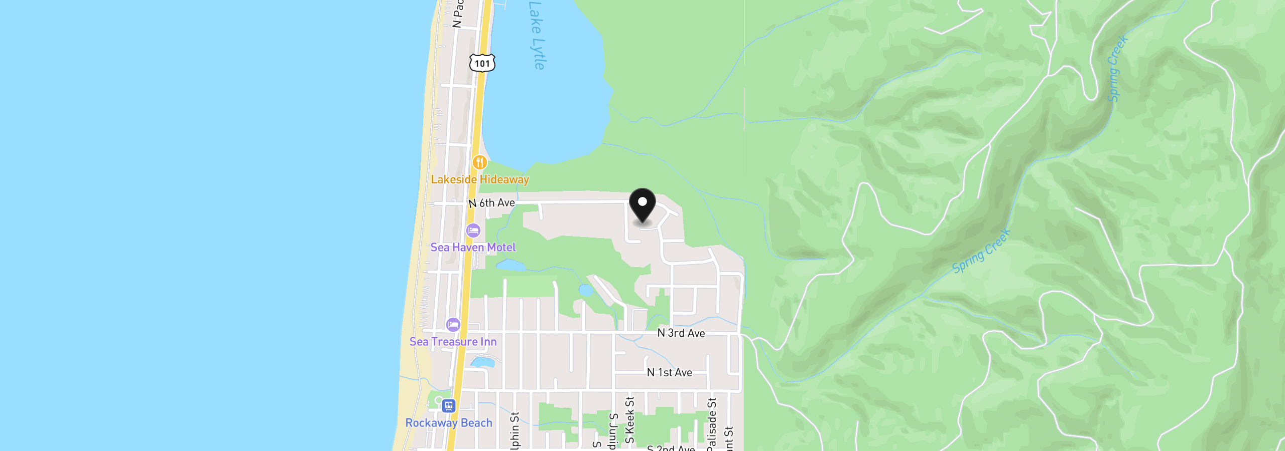 Map showing the location of 507 Cedar Creek Cir, Rockaway Beach, OR 97136