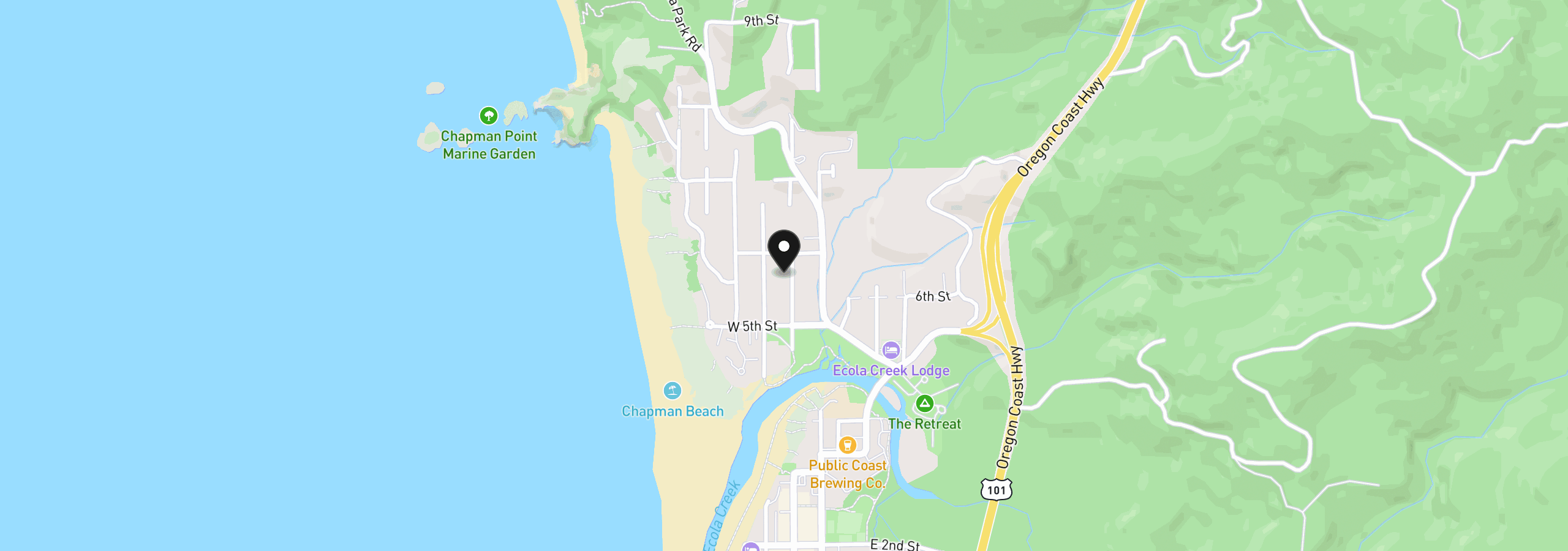 Map showing the location of 572 N Hemlock St, Cannon Beach, OR 97110