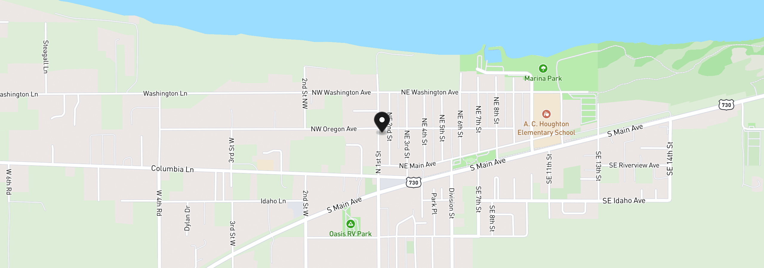 Map showing the location of 290 NE First St, Irrigon, OR 97844