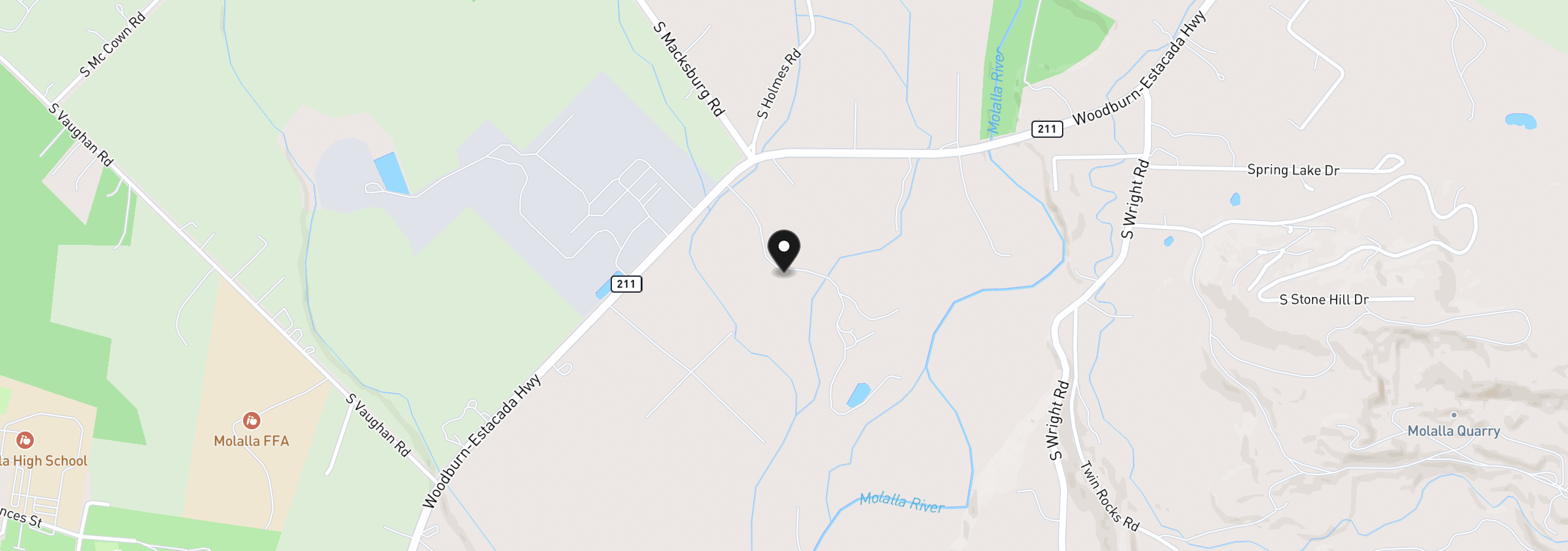 Map showing the location of 15706 S Highway 211, Molalla, OR 97038