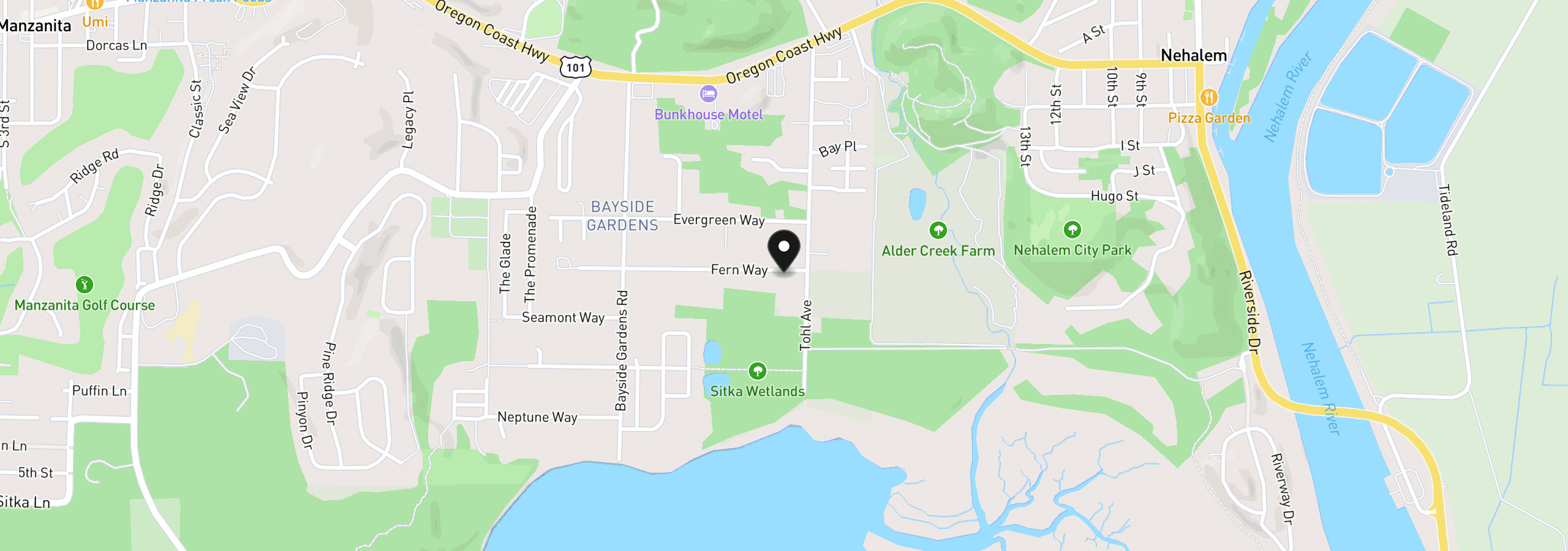 Map showing the location of 11495 Fern Way, Nehalem, OR 97131