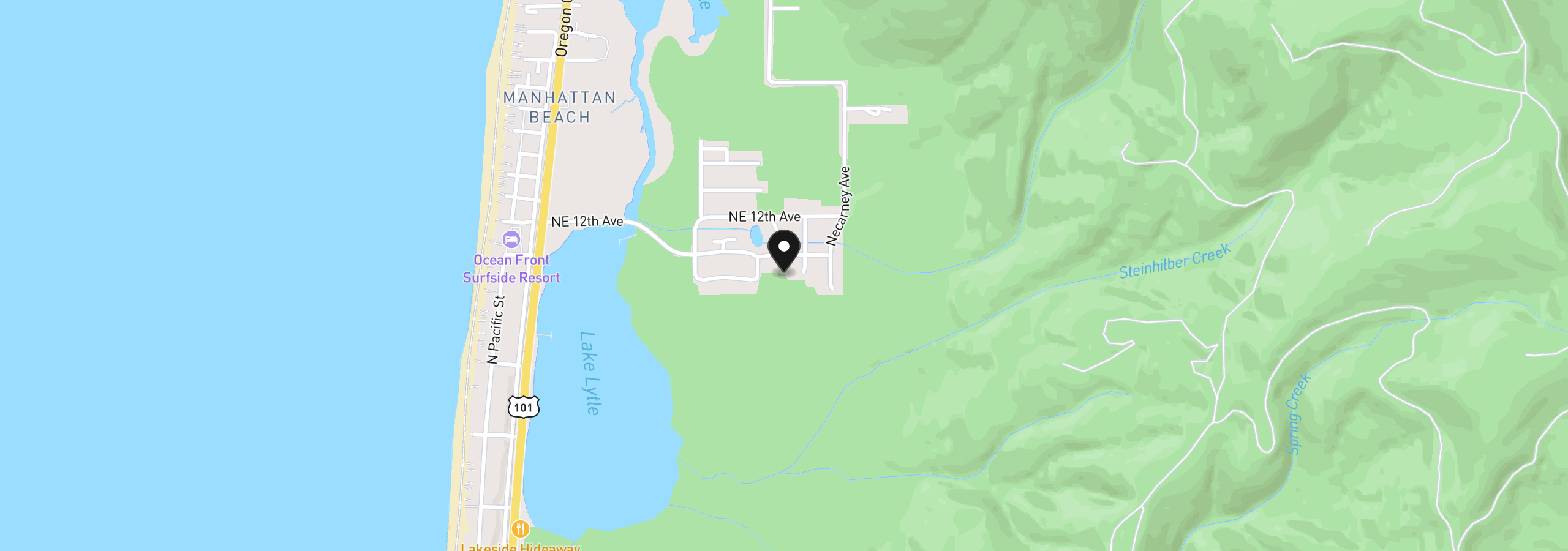 Map showing the location of 1079 Francis, Rockaway Beach, OR 97136