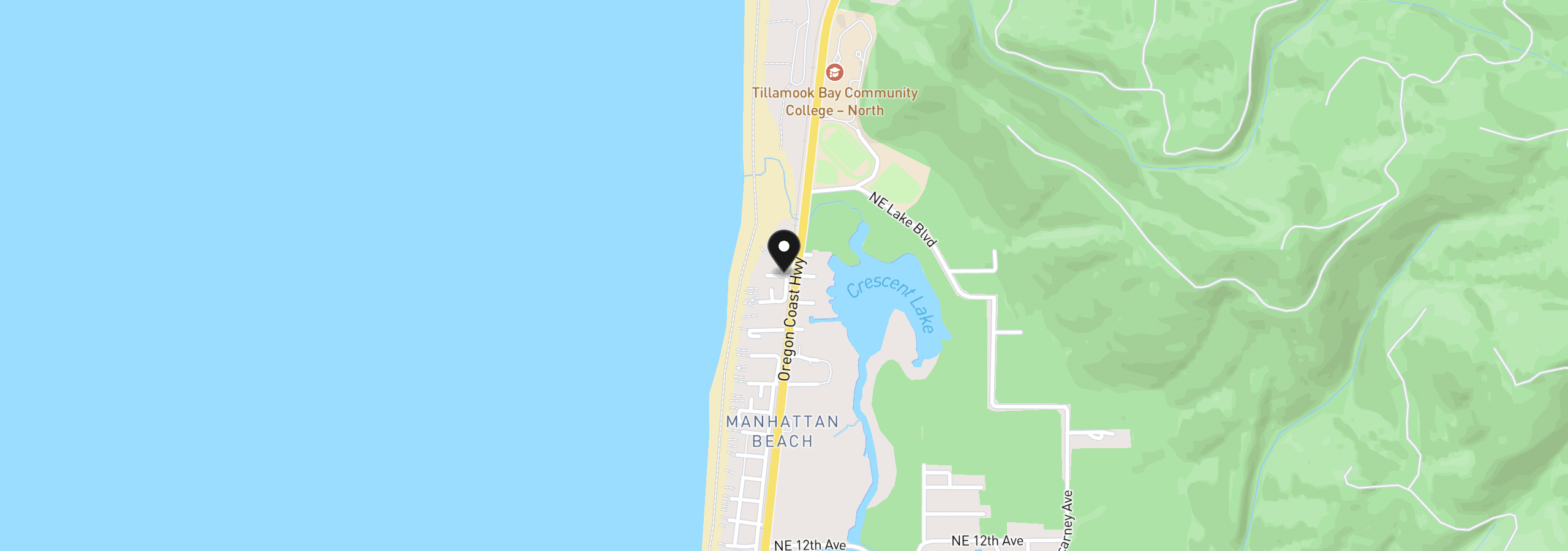 Map showing the location of 110 NW 23rd Ave, Rockaway Beach, OR 97136