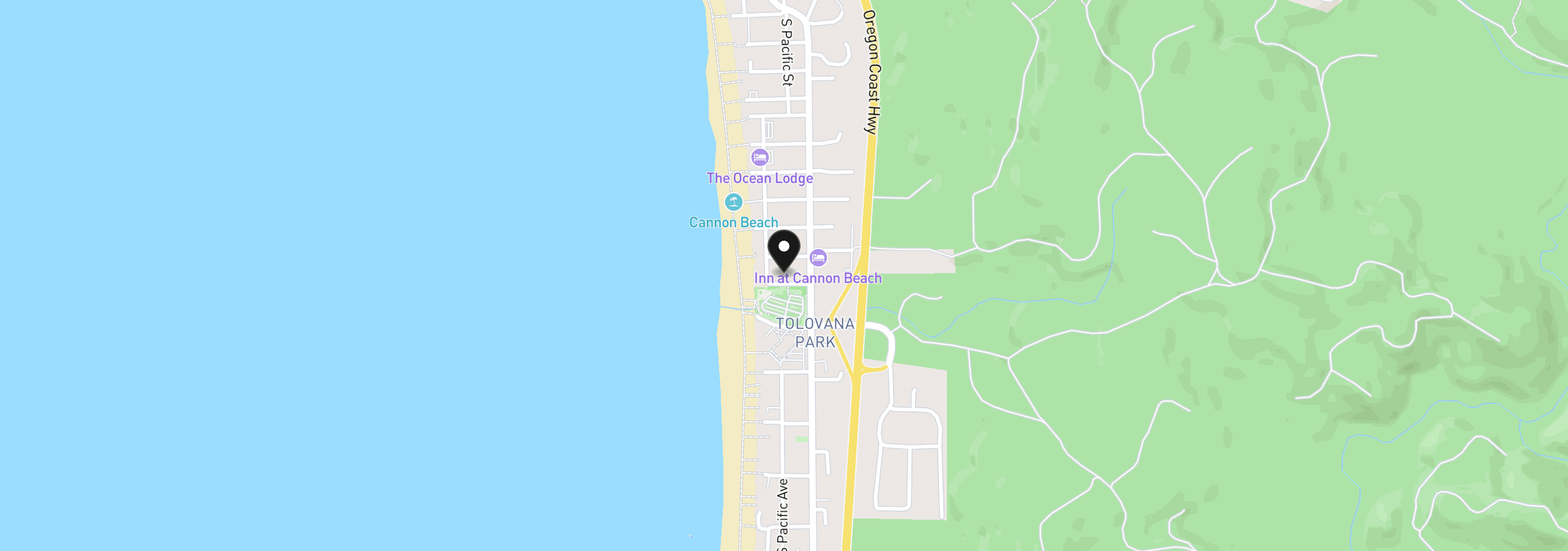 Map showing the location of 164 Fernwood St, Cannon Beach, OR 97110