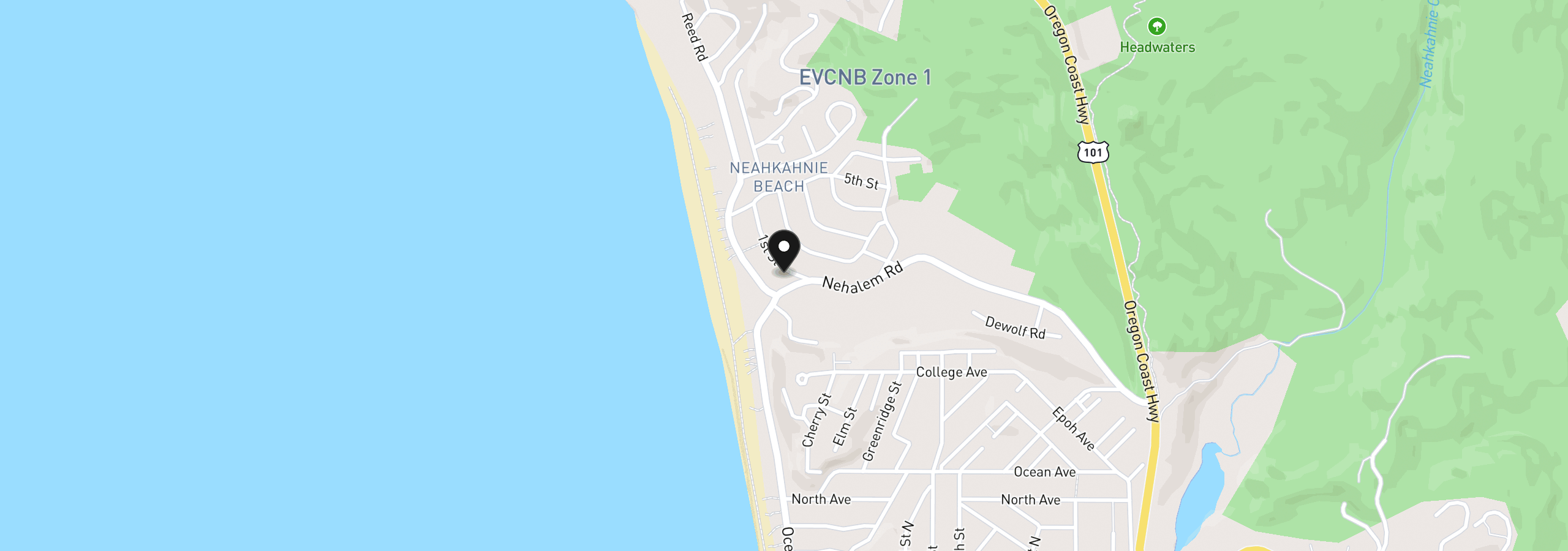 Map showing the location of 37250 First St, Manzanita, OR 97130