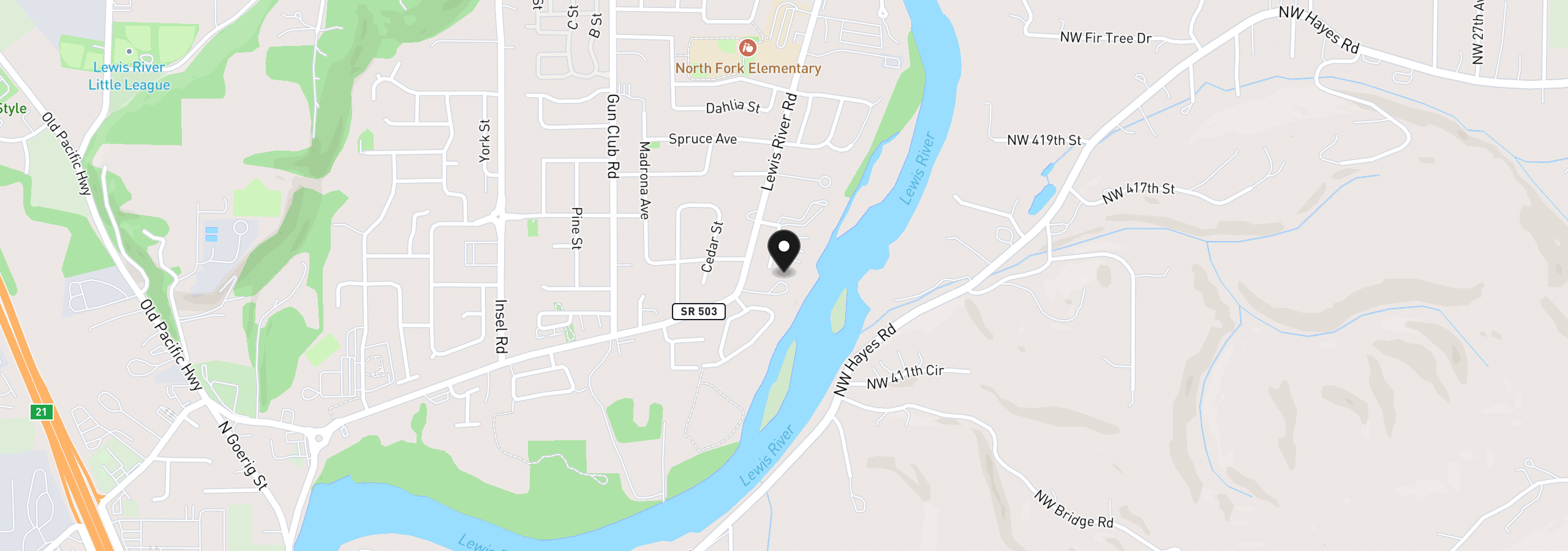 Map showing the location of 2117 Lewis River Rd, Woodland, Wa 98674