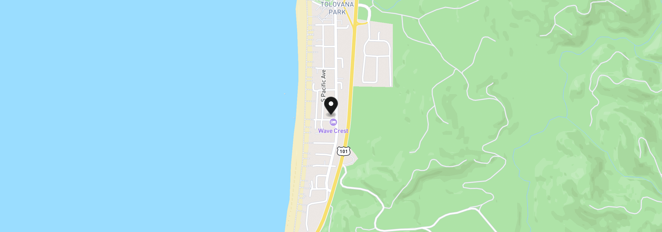 Map showing the location of Hemlock St, Cannon Beach, OR 97110