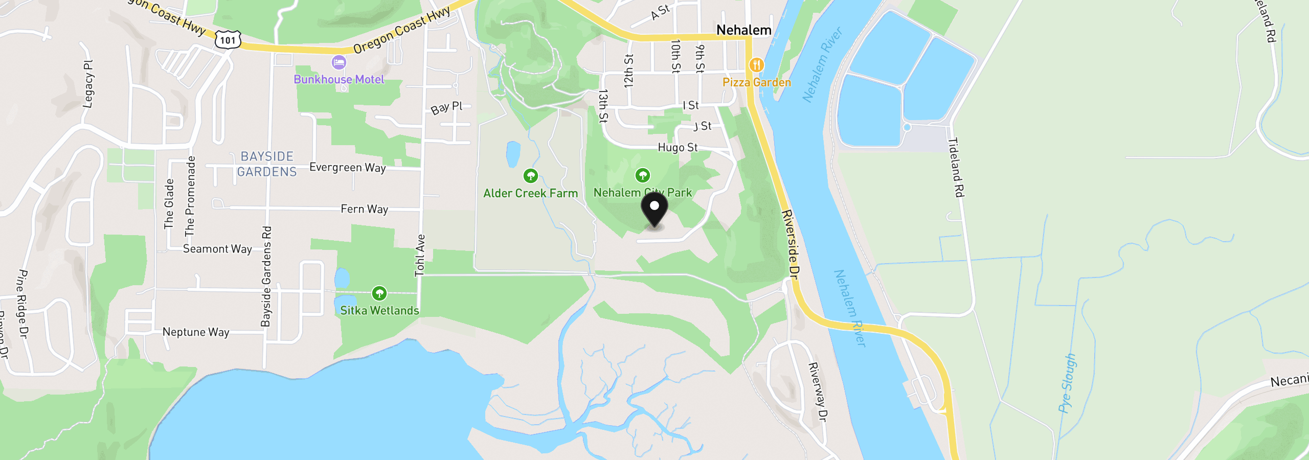 Map showing the location of 13370 Thompson Rd, Nehalem, OR 97131