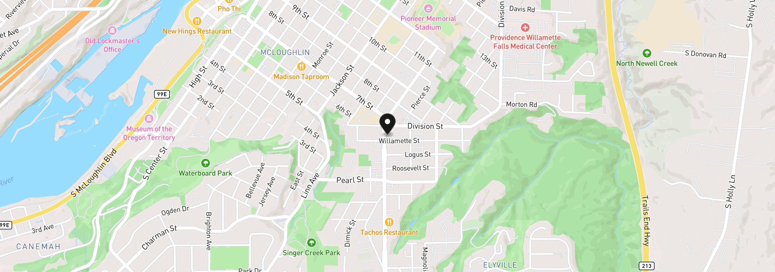 Map showing the location of 115 Molalla Ave, Oregon City, OR 97045