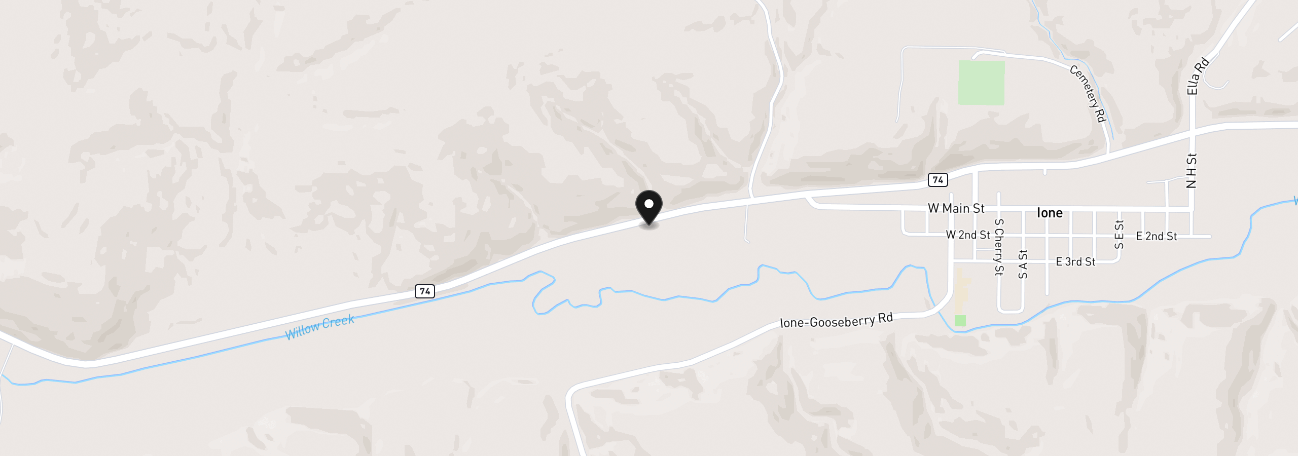 Map showing the location of 62886 Highway 74, Ione, OR 97843