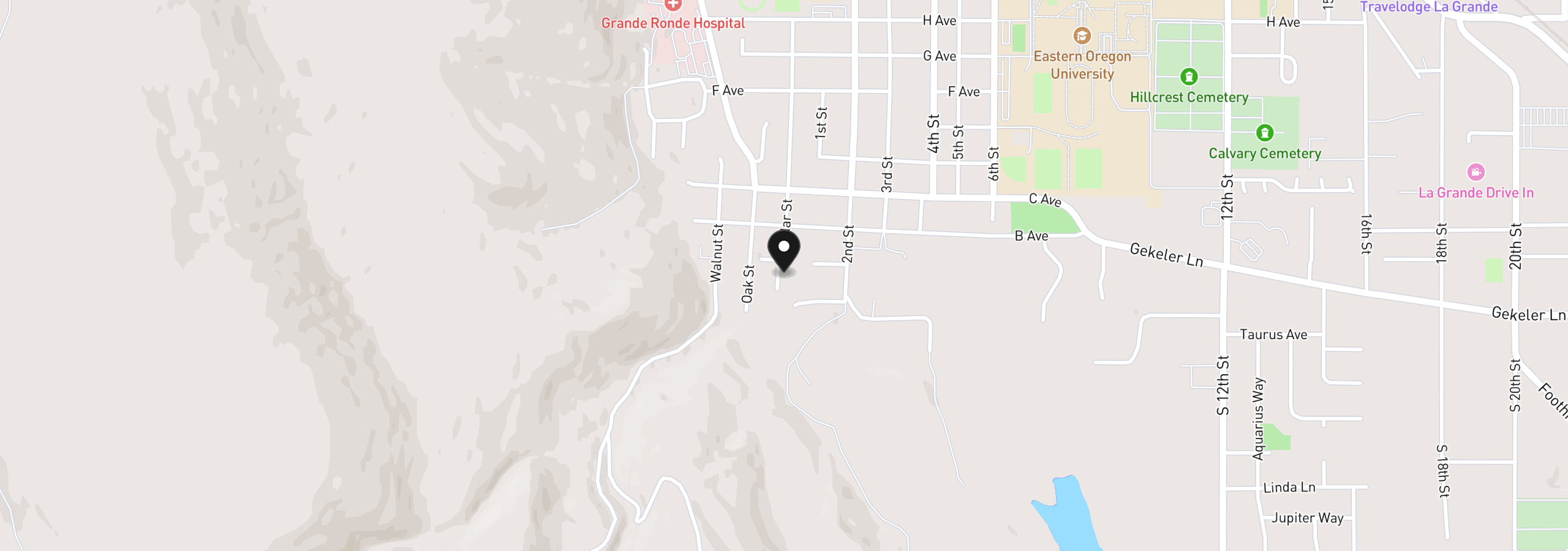 Map showing the location of 95 Cedar St, La Grande, OR 97850