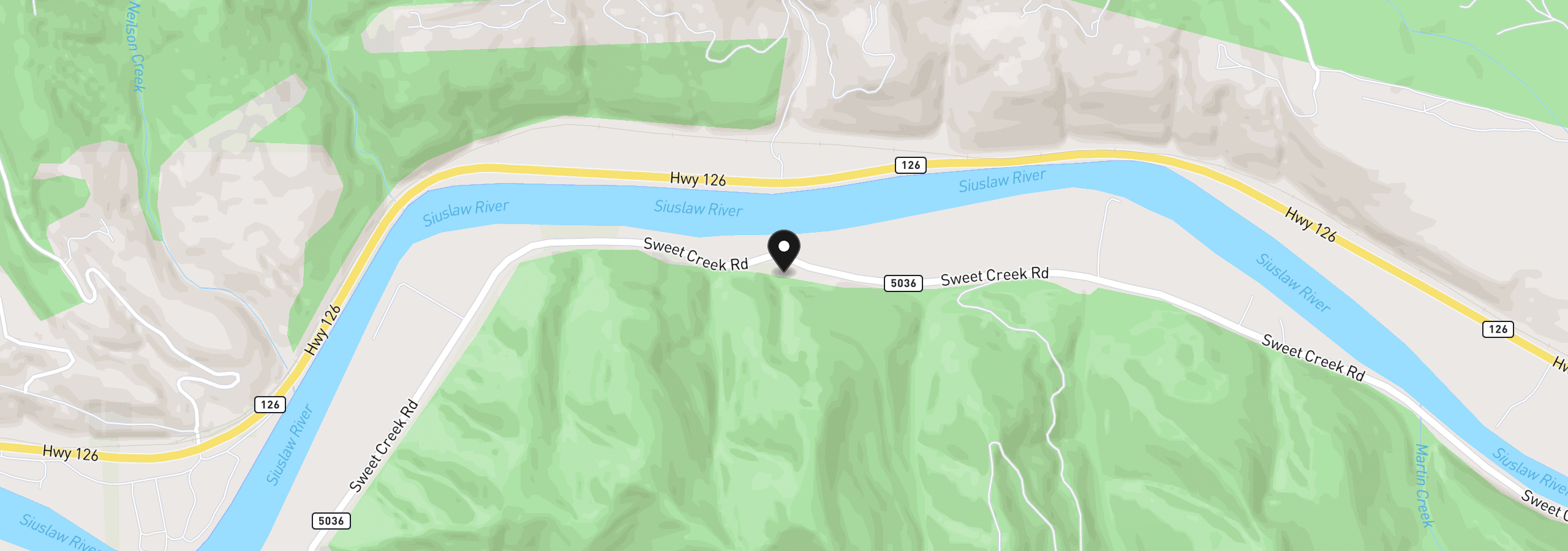 Map showing the location of 0 Sweet Creek Rd, Mapleton, OR 97453