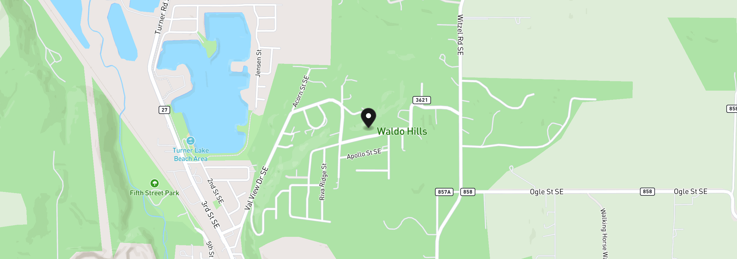Map showing the location of 5545 Val View Dr, Turner, OR 97392
