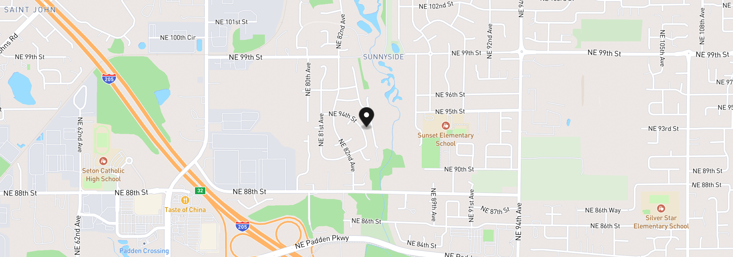 Map showing the location of 9305 NE 83rd Ave, Vancouver, Wa 98662