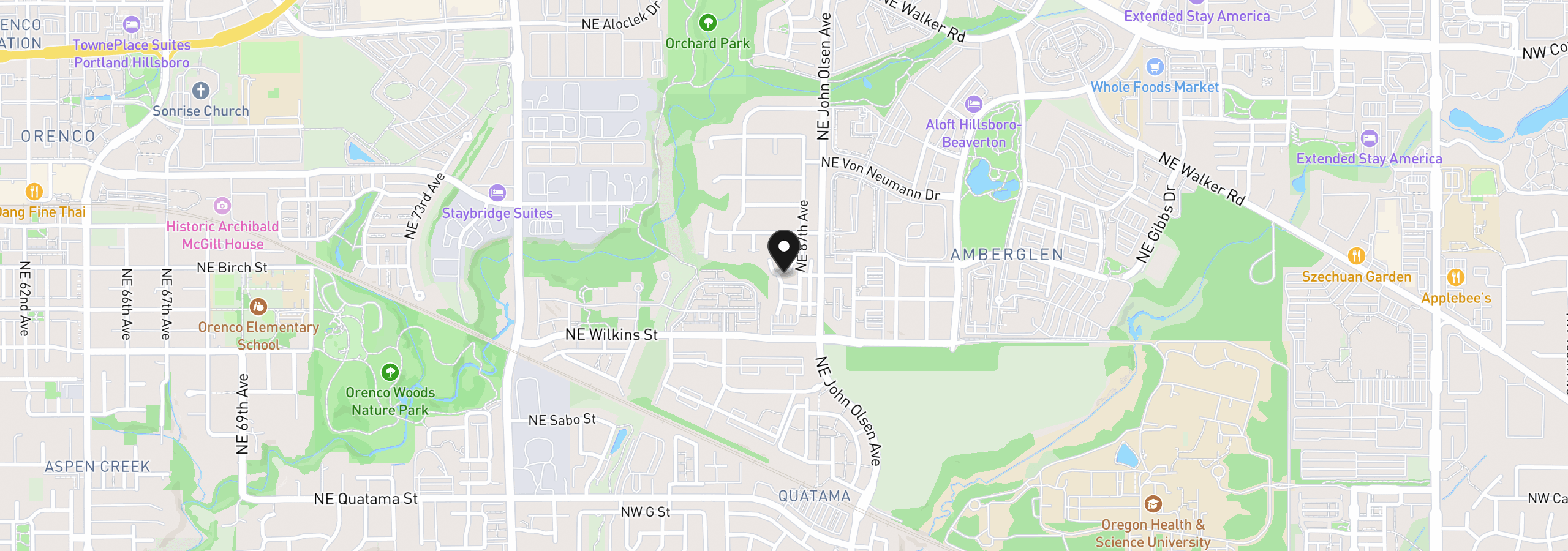 Map showing the location of 8638 NE Hyde Park Ln, Hillsboro, OR 97006