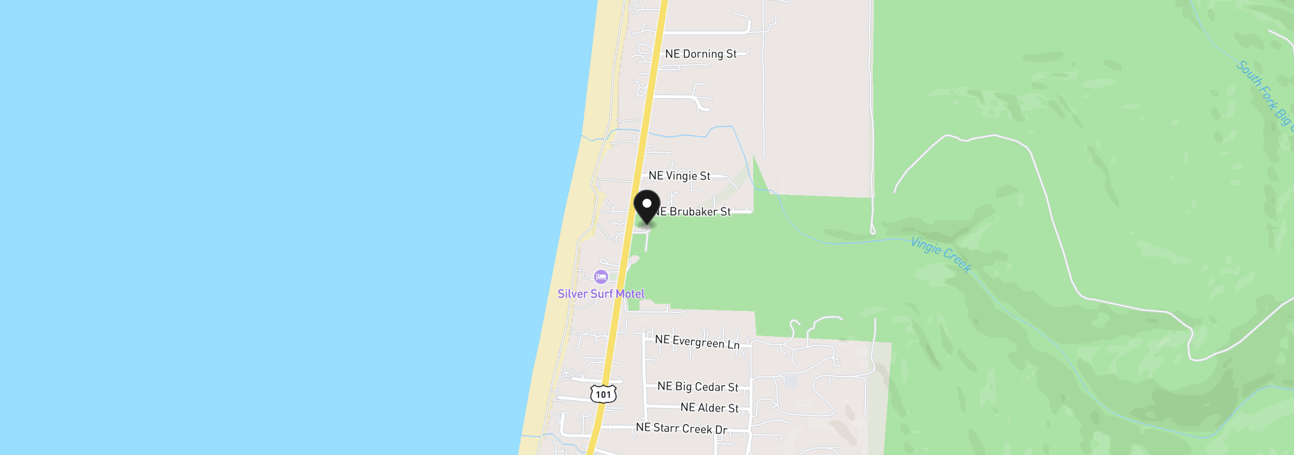 Map showing the location of 3934 Hwy 101 N, Yachats, OR 97498