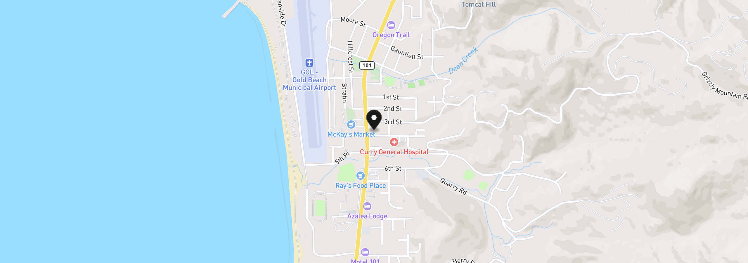 Map showing the location of 94181 4th St, Gold Beach, OR 97444
