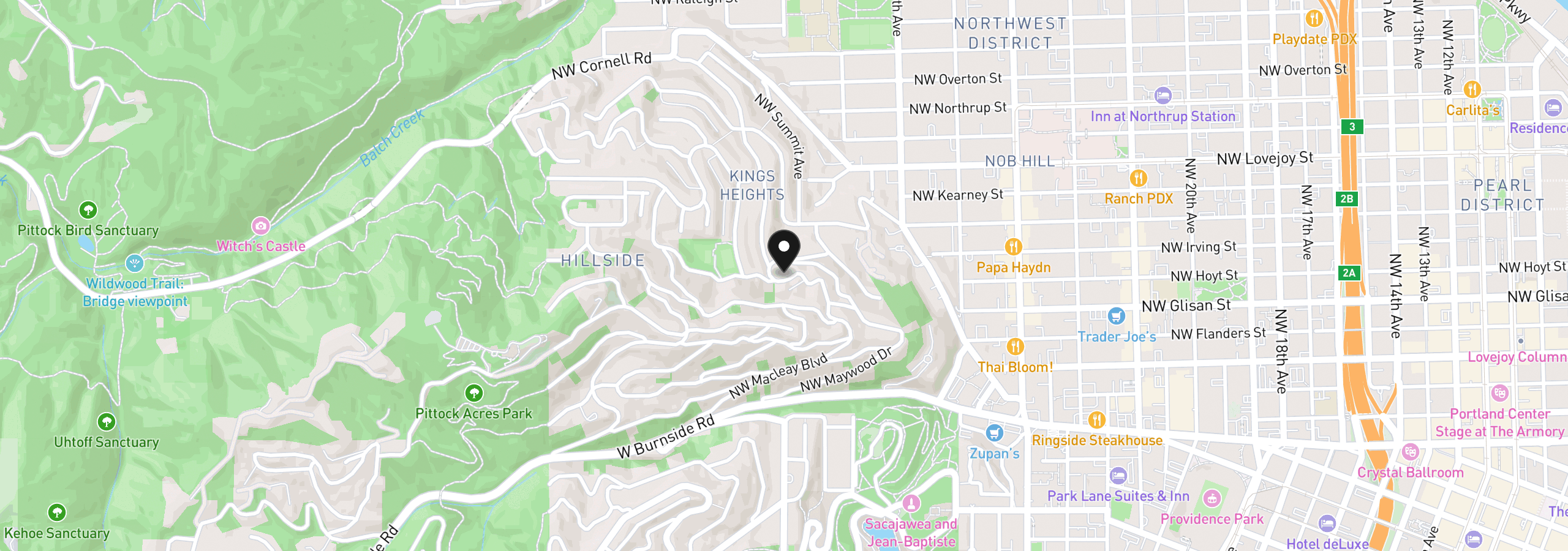 Map showing the location of 524 NW Albemarle Ter, Portland, OR 97210