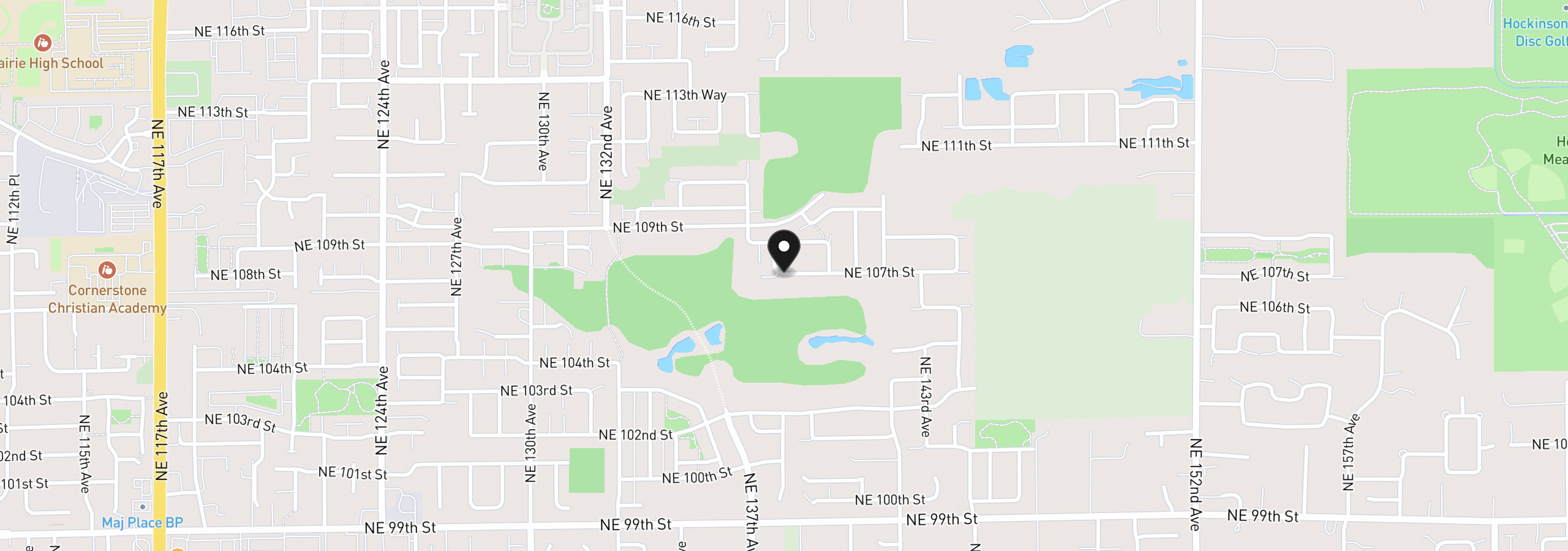 Map showing the location of 13723 NE 107th St, Vancouver, Wa 98682