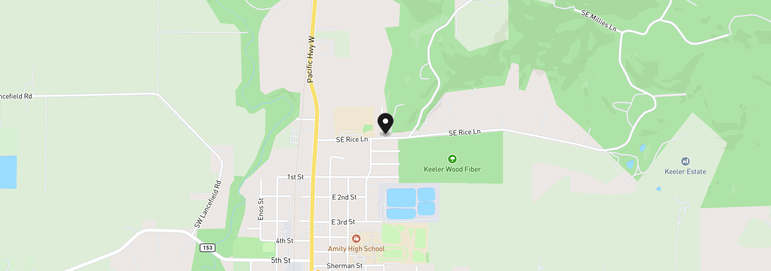 Map showing the location of 515 Merlot St, Amity, OR 97101