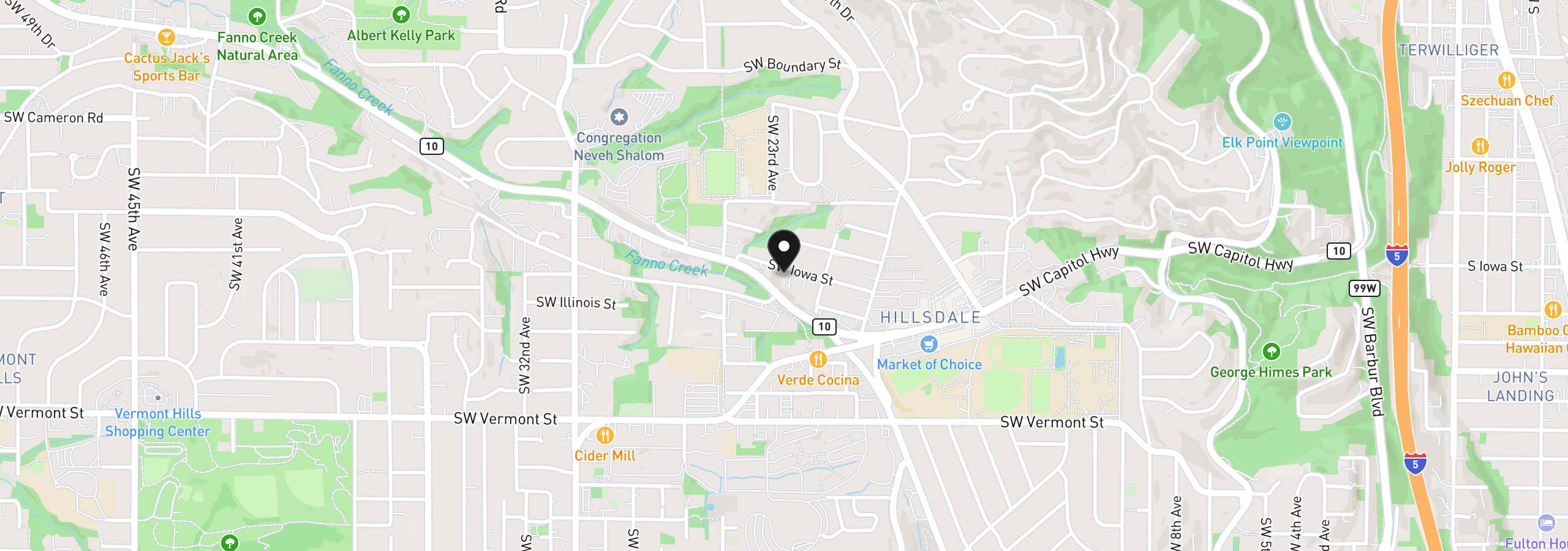 Map showing the location of 2226 SW Iowa St, Portland, OR 97239