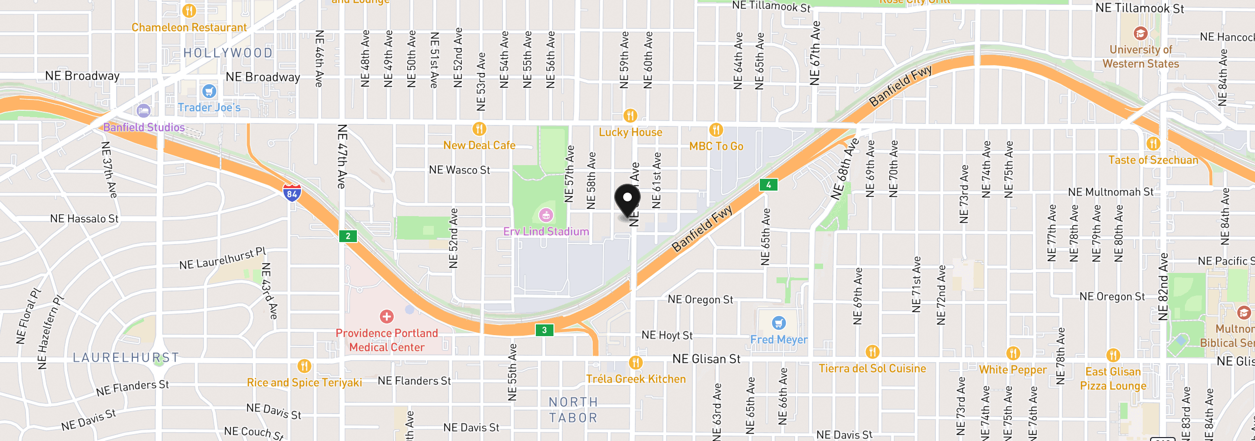 Map showing the location of 1023 NE 60th Ave NE, Portland, OR 97213