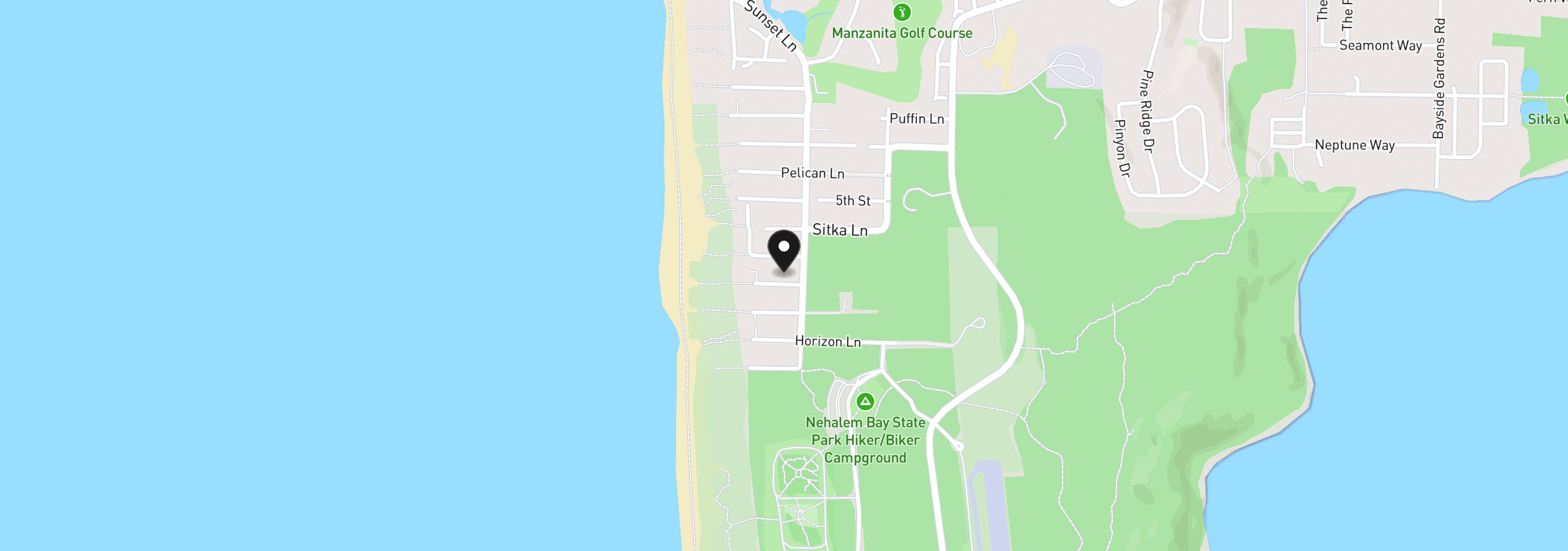 Map showing the location of 8950 Spindrift Ln, Manzanita, OR 97130
