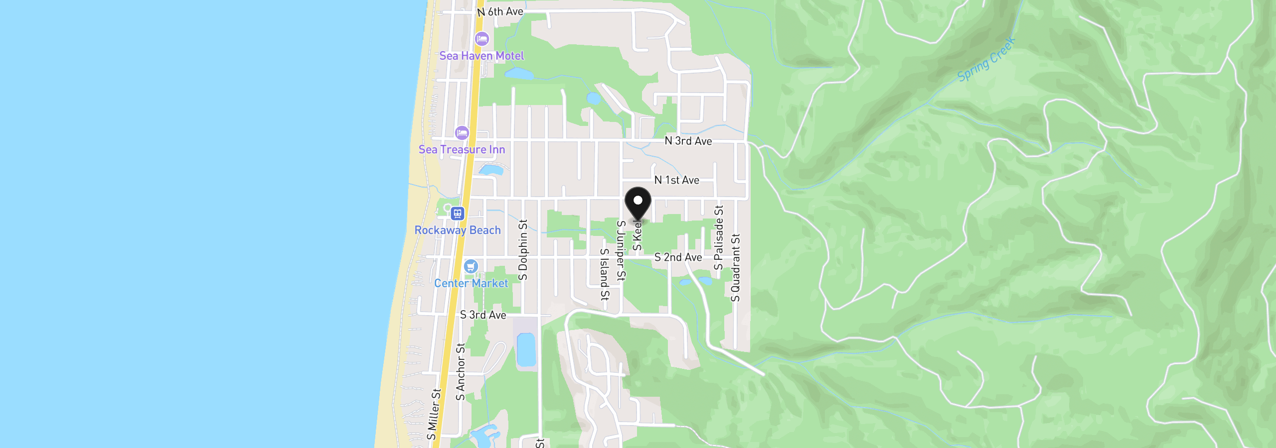 Map showing the location of S Keel St, Rockaway Beach, OR 97136