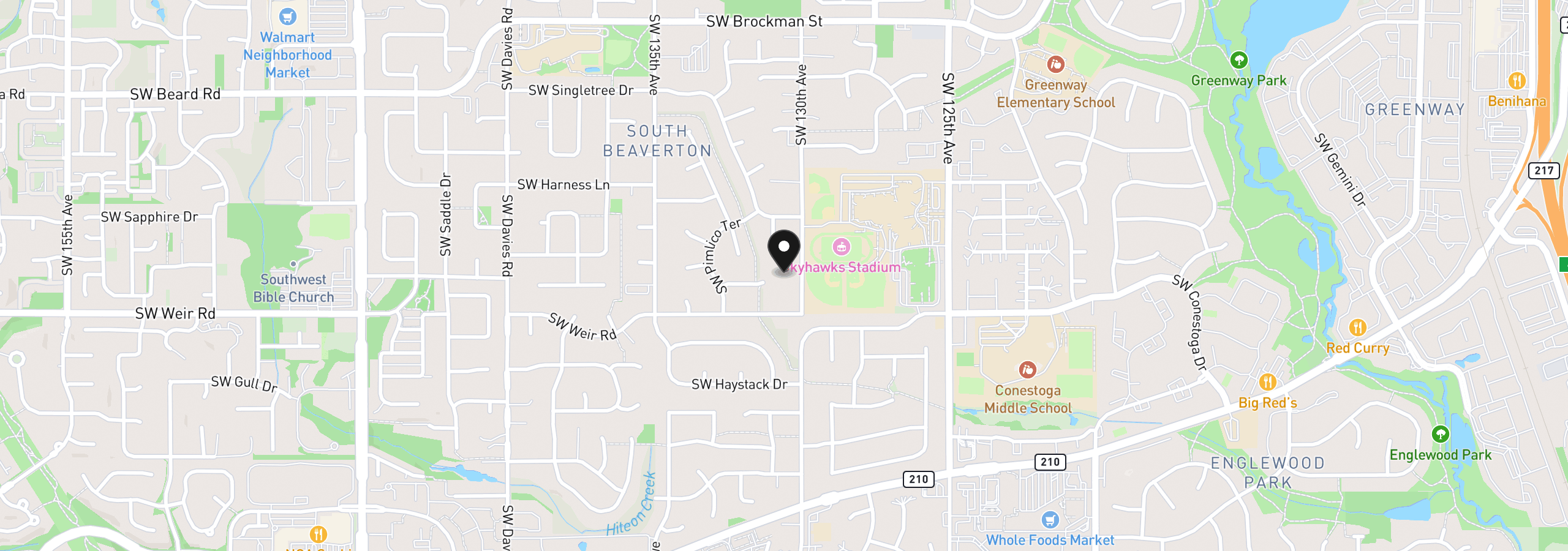 Map showing the location of 9809 SW 130th Ave, Beaverton, OR 97008