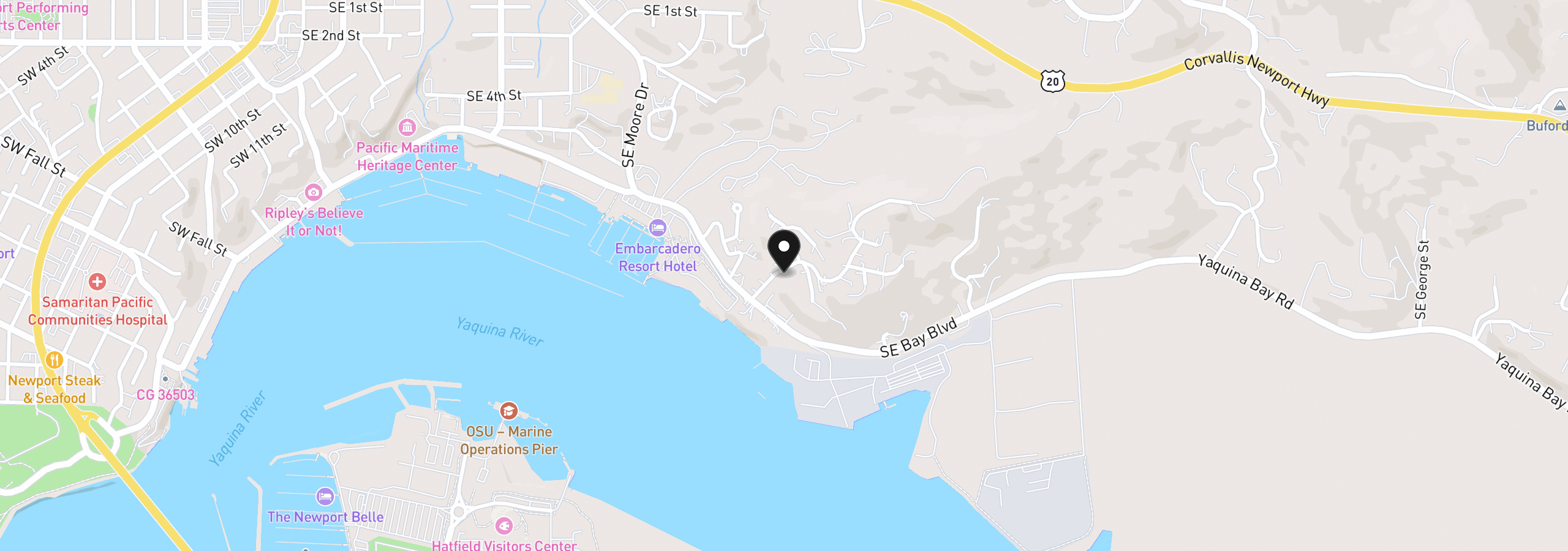 Map showing the location of 821 SE Vista Dr, Newport, OR 97365