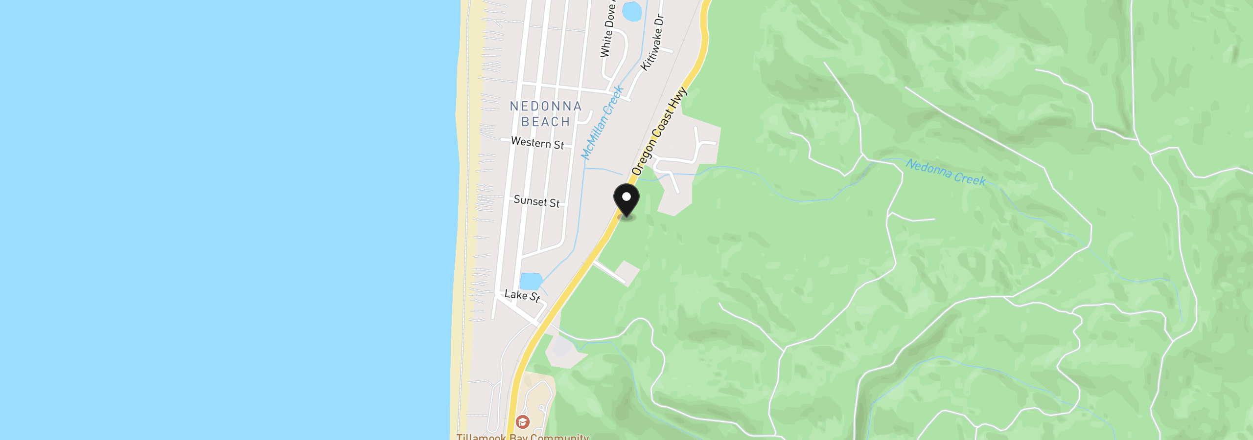 Map showing the location of 25905 N Hwy 101, Rockaway Beach, OR 97136