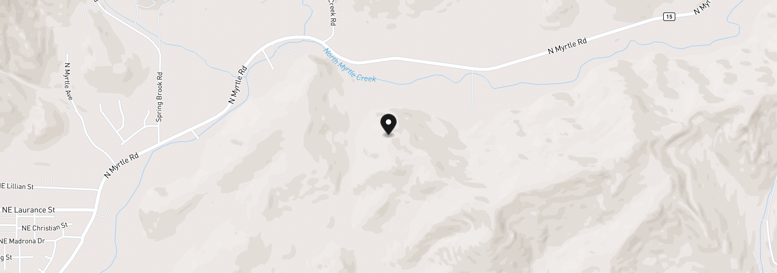 Map showing the location of N Myrtle Rd, Myrtle Creek, OR 97457