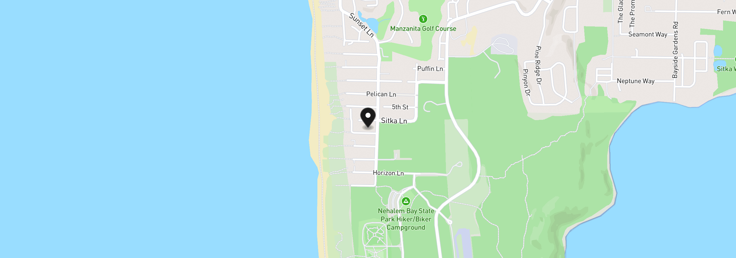 Map showing the location of 8950 Ocean Crest Ln, Manzanita, OR 97130