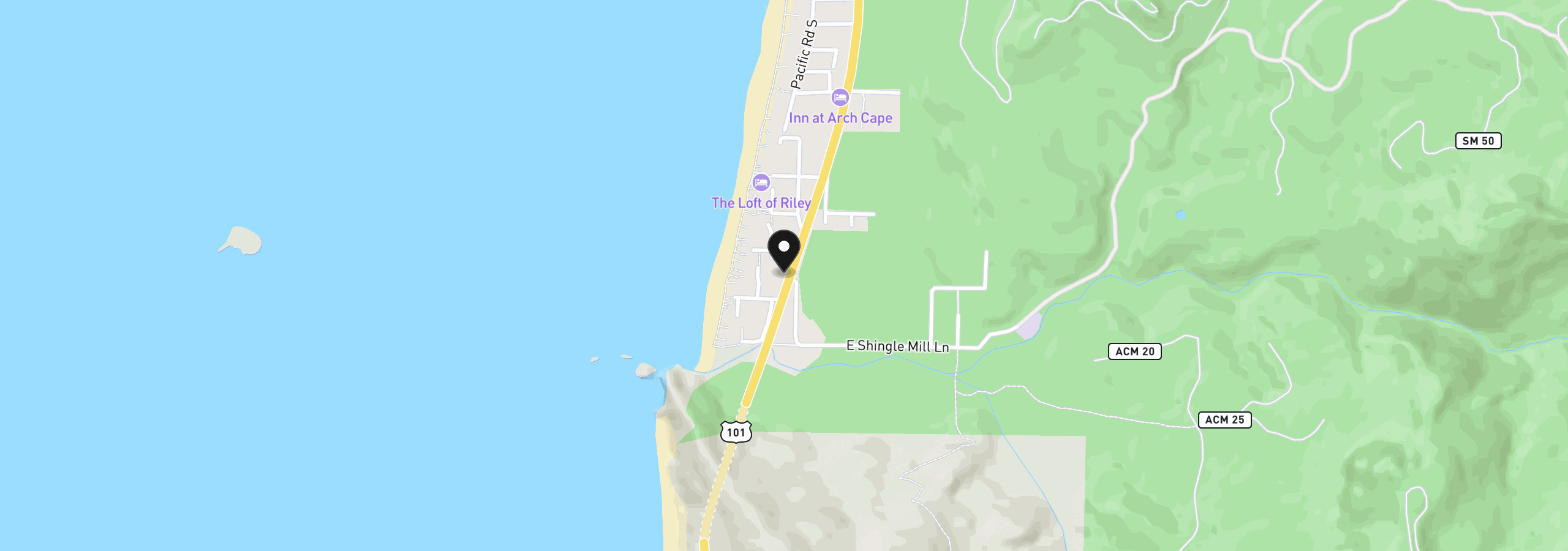 Map showing the location of 00 Cannon St. Lot 4,5, Arch Cape, OR 97102