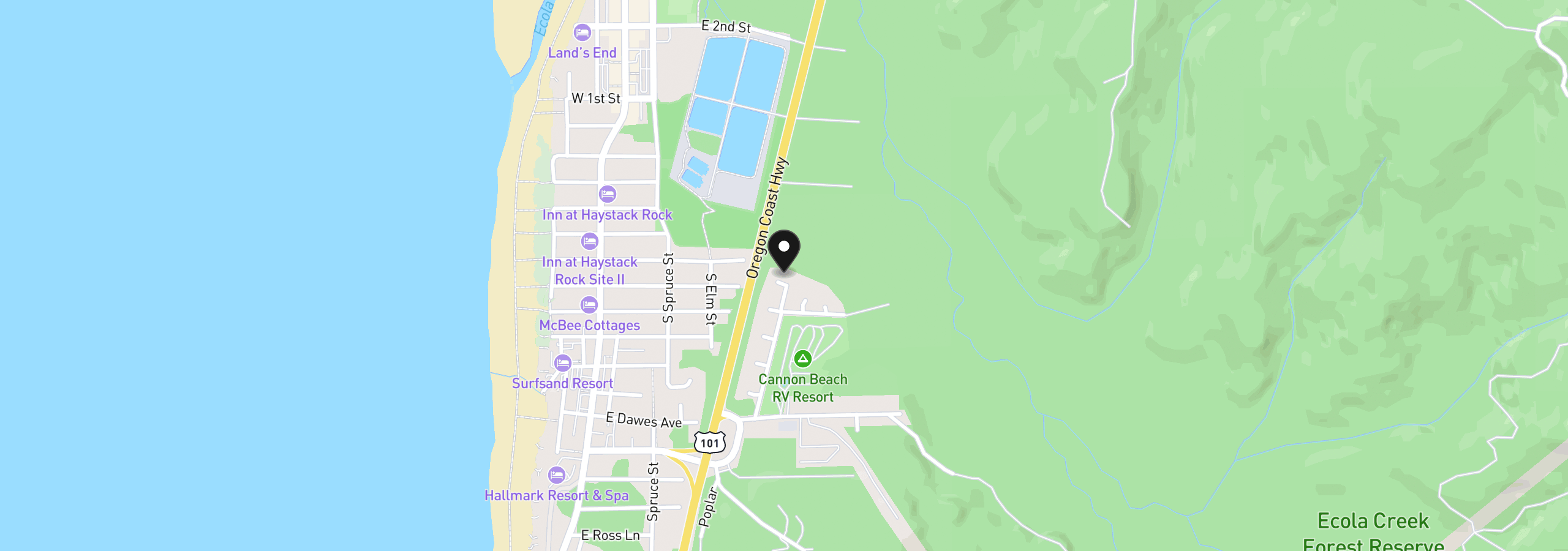 Map showing the location of 455 Elk Land Ct, Cannon Beach, OR 97110