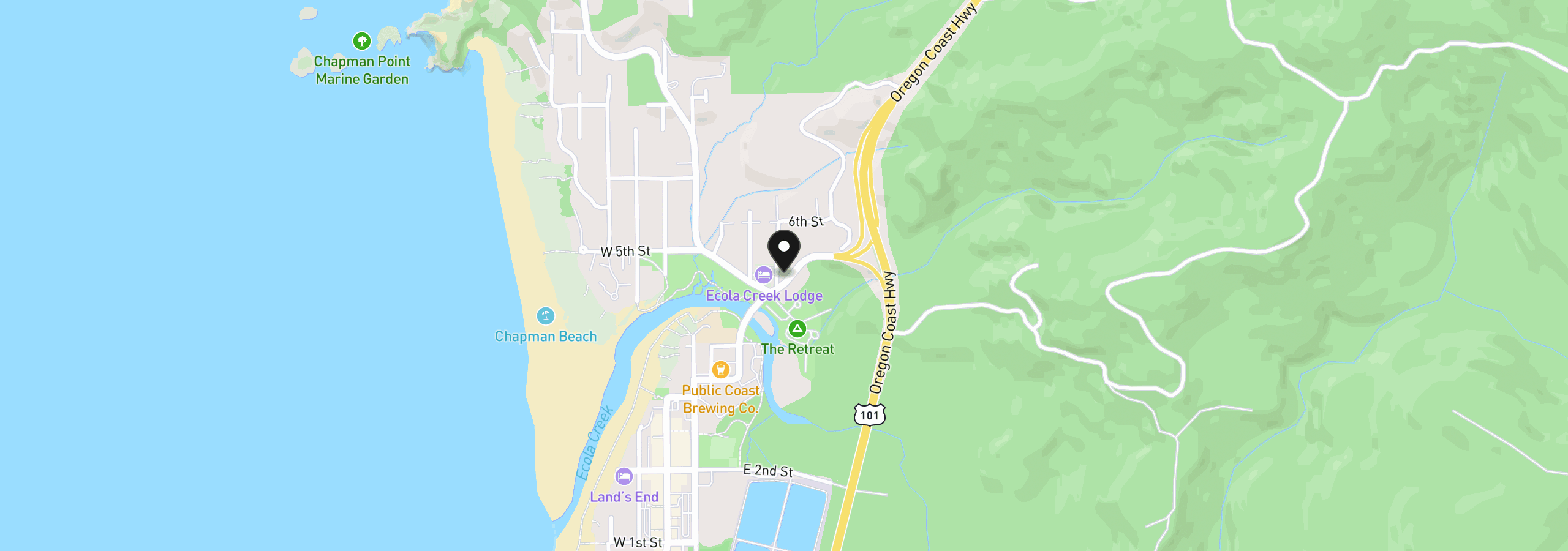 Map showing the location of N Beech St 2400, Cannon Beach, OR 97110
