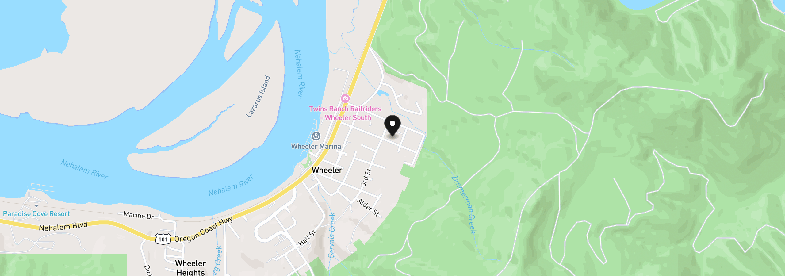 Map showing the location of 347 Spruce St, Wheeler, OR 97147
