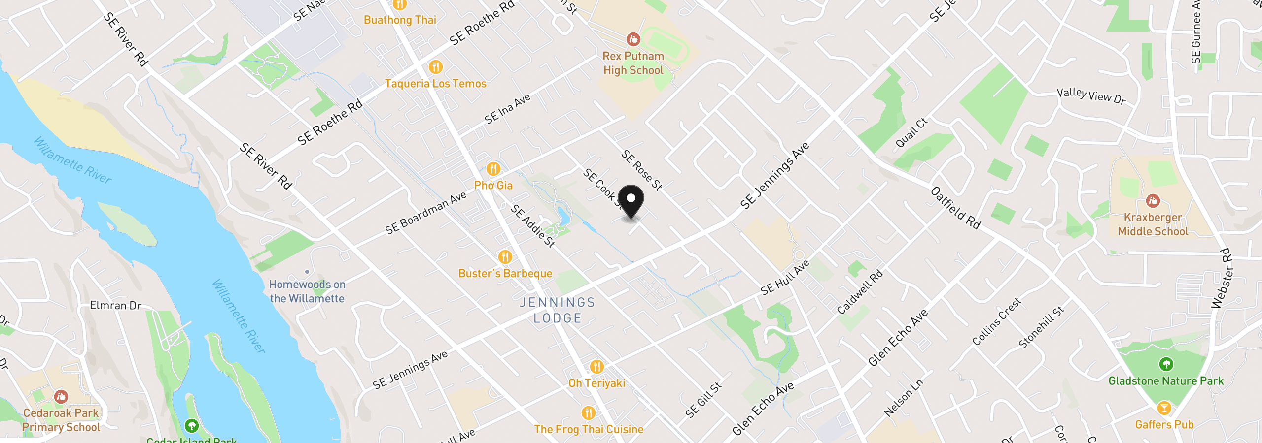 Map showing the location of 17811 SE Cook St, Milwaukie, OR 97267