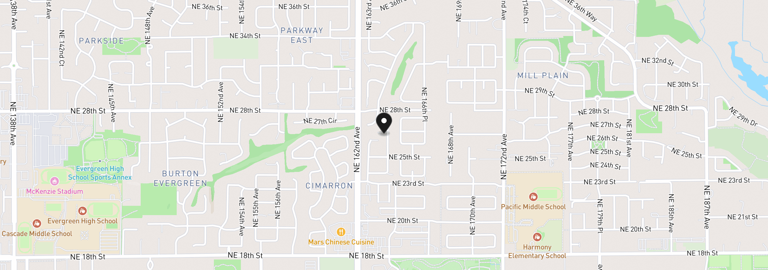 Map showing the location of 2608 NE 164th Ave, Vancouver, Wa 98684