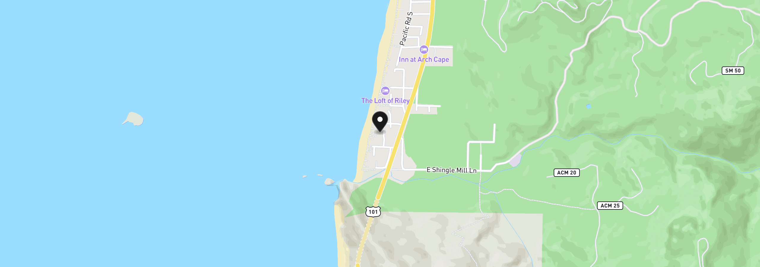 Map showing the location of Gelinsky Rd 800, Arch Cape, OR 97102
