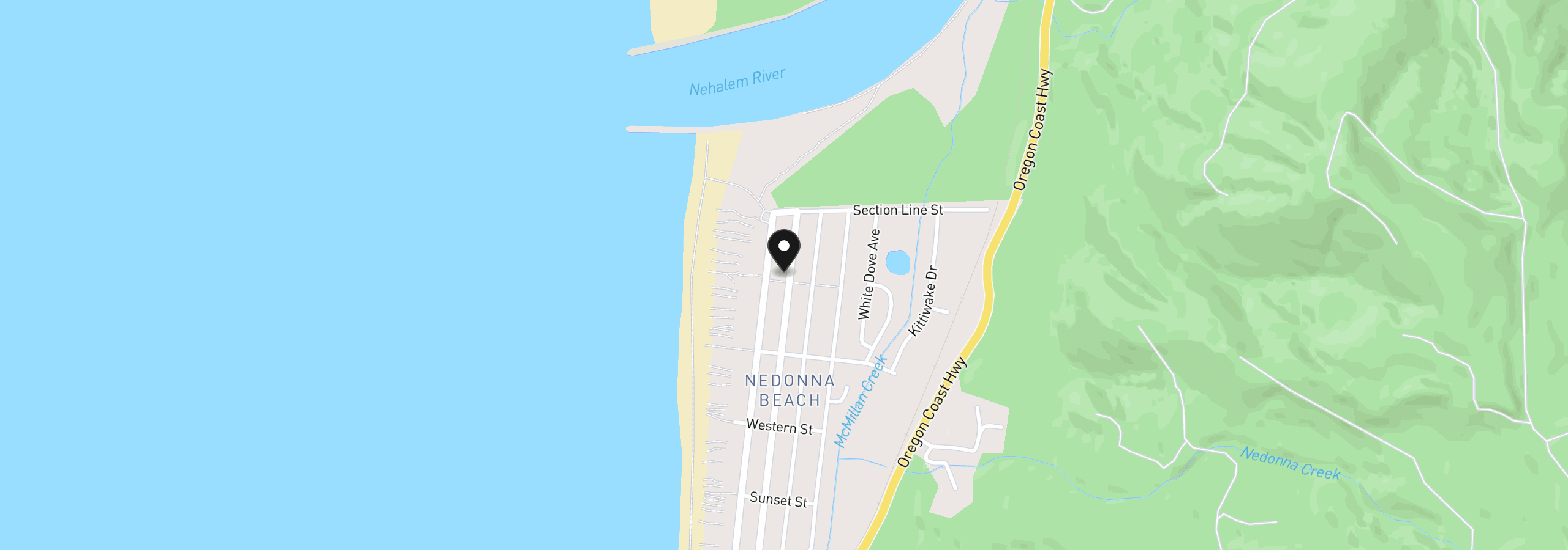 Map showing the location of Nedonna, Rockaway Beach, OR 97136