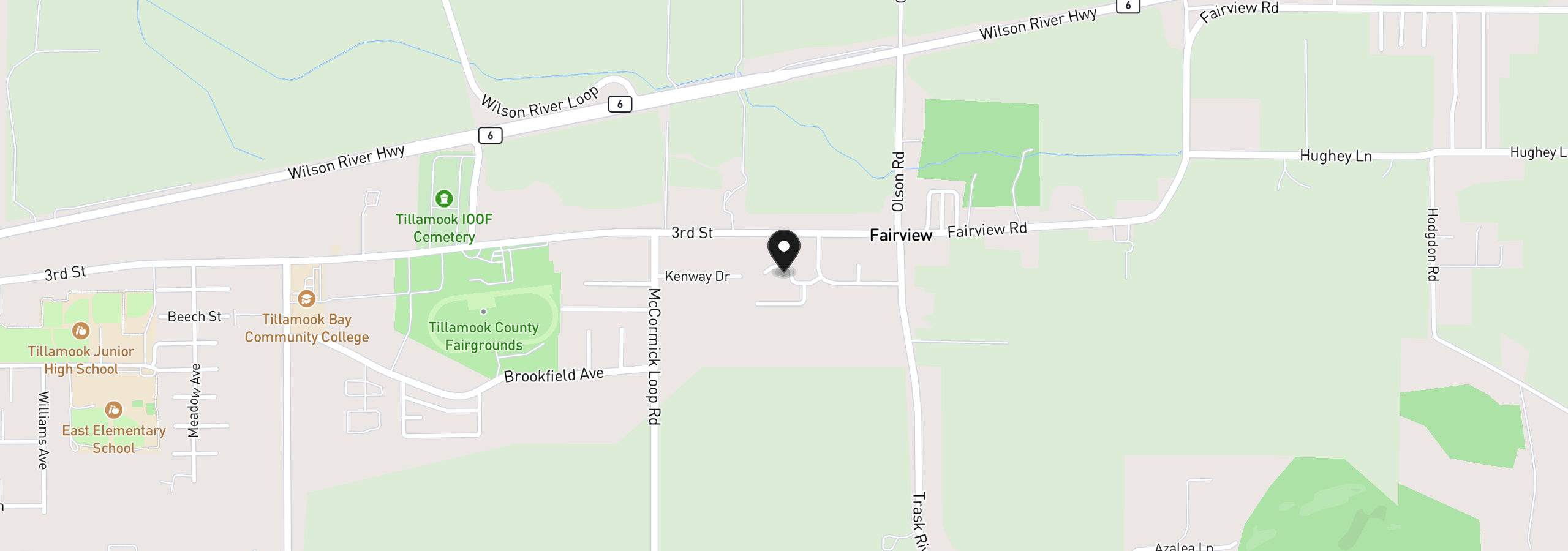 Map showing the location of 6505 Colonial Way, Tillamook, OR 97141